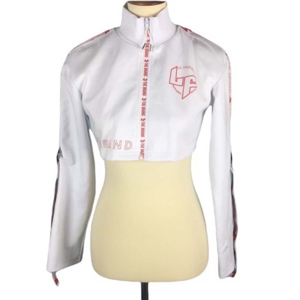 LF the brand red and white designer crop top jacket